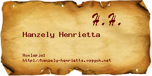 Hanzely Henrietta névjegykártya